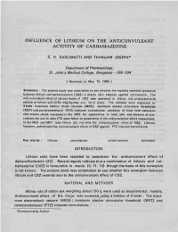 Influence of Lithium on the Anticonvulsant Activity of Carbamazepine