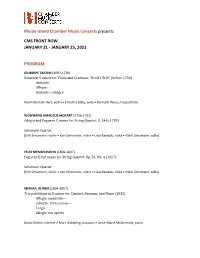 JAN 21 RICMC Concert Program
