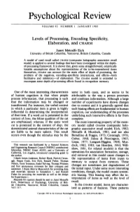 Levels of Processing, Encoding Specificity, Elaboration, and CHARM