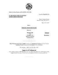 Malik V Newsquest Approved Judgment