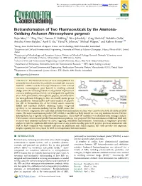 Oxidizing Archaeon Nitrososphaera Gargensis † ‡ § ∥ ⊥ § † Yujie Men,*, , Ping Han, Damian E