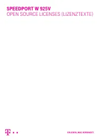 Speedport W 925V Open Source Licenses (Lizenztexte) Gnu General Public License