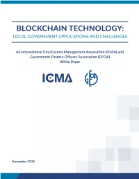 Blockchain Technology: Local Government Applications and Challenges