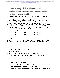 How Many Bird and Mammal Extinctions Has Recent