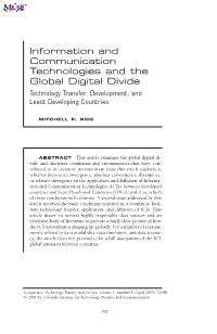 Information and Communication Technologies and the Global Digital Divide Technology Transfer, Development, and Least Developing Countries