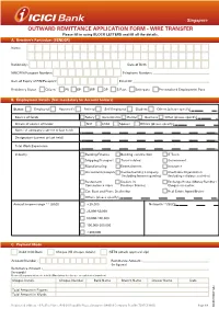 Outward Remittance Application Form -Wire Transfer