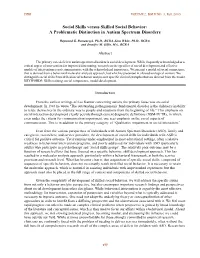 Social Skills Versus Skilled Social Behavior: a Problematic Distinction in Autism Spectrum Disorders