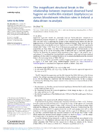 Staphylococcus Aureus Bloodstream Infection Rates in Ireland: a Letter to the Editor Data-Driven Re-Analysis Cite This Article: Zhao S (2020)