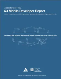 Appcelerator / IDC Q4 Mobile Developer Report Summary