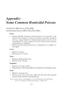 Appendix: Some Common Homicidal Poisons