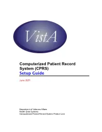 Computerized Patient Record System (CPRS) Setup Guide
