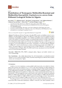 Distribution of Toxinogenic Methicillin-Resistant and Methicillin-Susceptible Staphylococcus Aureus from Different Ecological Ni