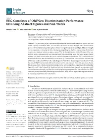 EEG Correlates of Old/New Discrimination Performance Involving Abstract Figures and Non-Words