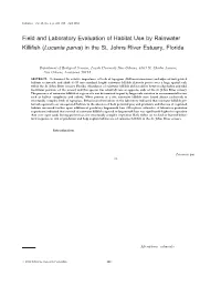 Field and Laboratory Evaluation of Habitat Use by Rainwater Killifish