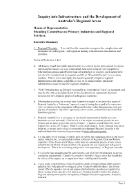 Inquiry Into Infrastructure and the Development of Australia's