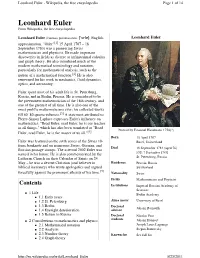 Leonhard Euler - Wikipedia, the Free Encyclopedia Page 1 of 14