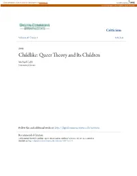 Queer Theory and Its Children Michael Cobb University of Toronto
