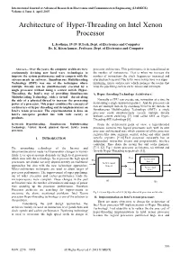 Architecture of Hyper-Threading on Intel Xenon Processor