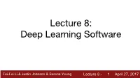 Cs231n Lecture 8 : Deep Learning Software