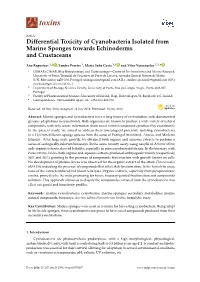 Differential Toxicity of Cyanobacteria Isolated from Marine Sponges Towards Echinoderms and Crustaceans