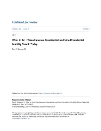 What to Do If Simultaneous Presidential and Vice Presidential Inability Struck Today