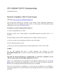 2013 ASEAN Schools Line up Results