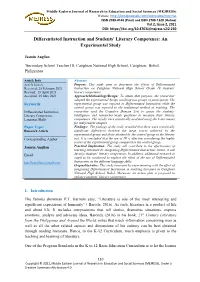Differentiated Instruction and Students' Literary Competence: An