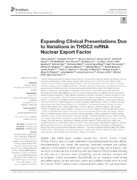 Expanding Clinical Presentations Due to Variations in THOC2 Mrna Nuclear Export Factor