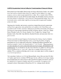 LGBTQ Organizations Unite in Calling for Transformational Change in Policing