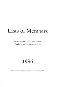Lists of Members 1996