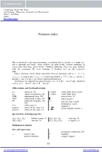 Notation Index
