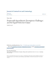 Peremptory Challenges and the Equal Protection Clause Mark L
