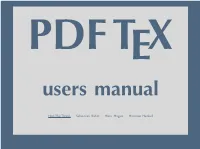 The Pdftex Users Manual