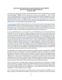BRAIN Initiative Multi-Council Working Group Meeting Summary