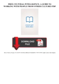 Cultural Intelligence: a Guide to Working with People from Other Cultures Pdf