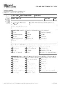 Customer Identification Form (CIF)