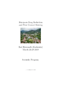 European Drag Reduction and Flow Control Meeting Bad Herrenalb (Karlsruhe) March 26-29 2019 Scientific Program