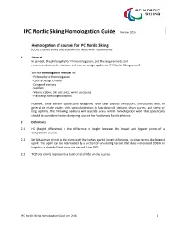 IPC Nordic Skiing Homologation Guide Version 2016