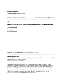 Memory-Constrained Pathfinding Algorithms for Partially-Known Environments