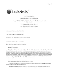 98 of 127 DOCUMENTS Administrative Code of the City Of