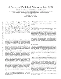 A Survey of Published Attacks on Intel
