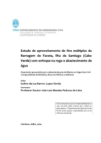 Cabo Verde) Com Enfoque Na Rega E Abastecimento De Água