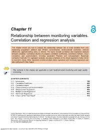 Chapter 11 Relationship Between Monitoring Variables. Correlation and Regression Analysis