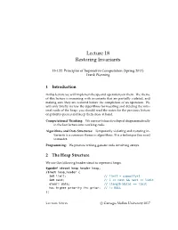 Lecture 18 Restoring Invariants
