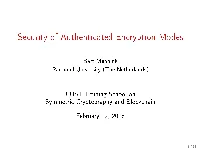 Security of Authenticated Encryption Modes