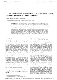 A Research Overview of the Siltation Loss Controls and Capacity Recovery Processes in China’S Reservoirs
