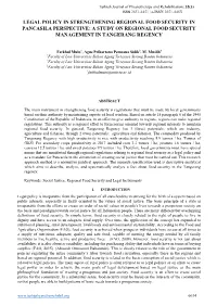 A Study on Regional Food Security Management in Tangerang Regency
