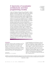 A Taxonomy of Accelerator Architectures and Their