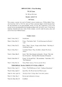 BBNAN13300 – Close Reading W. B. Yeats