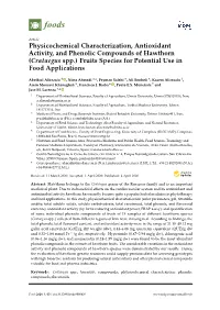 Crataegus Spp.) Fruits Species for Potential Use in Food Applications